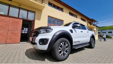 Overfenders, window visors, hood guard installed on Ford Ranger 2020