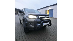 Bullbar, window visors, spot light installed on Toyota Hilux 2023
