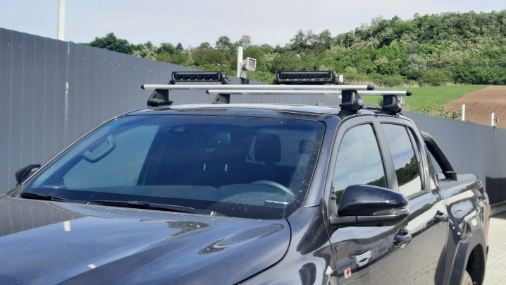 Cross Bars, sport lights installed on Toyota Hilux 2023