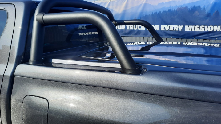 Tonneau cover with rollbar, bed liner installed on Toyota Hilux 2023