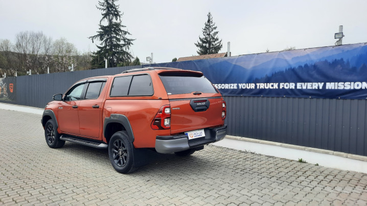 Canopy. window visors, hood guard installed on Toyota Hilux 2021