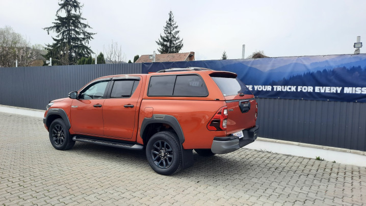 Canopy. window visors, hood guard installed on Toyota Hilux 2021
