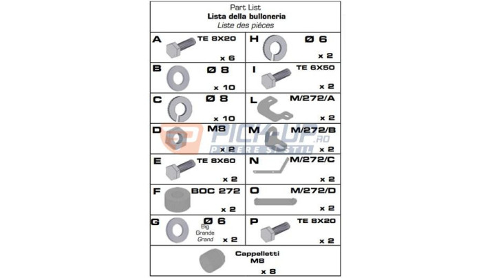 BULLBAR ATTACHMENT KIT MED 272 DAC DUSTER 2010-2017