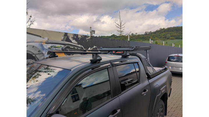 Roll Cover, rollbar, bullbar, hood guard, window visors installed on Toyota Hilux 2020
