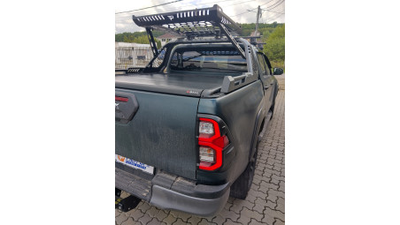 Roll Cover, rollbar, bullbar, hood guard, window visors installed on Toyota Hilux 2020