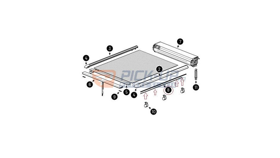 SIDE RAILS LEFT&RIGHT EVOM ROLLER SHUTTER MT FORD RANGER 2022+